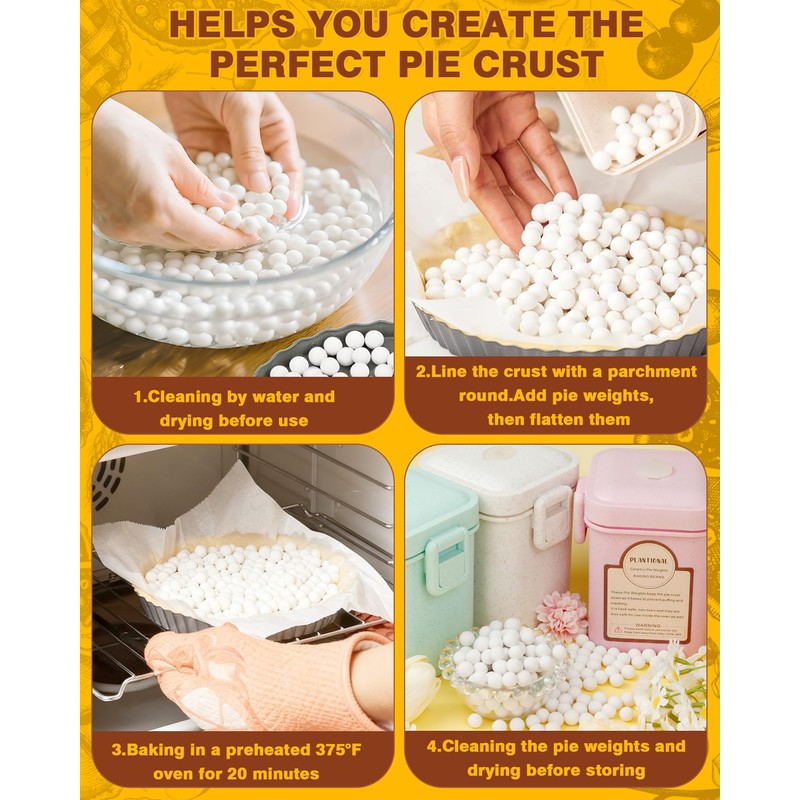PLANTIONAL Pie Weights - 1.5 LB Ceramic Stoneware Beans in