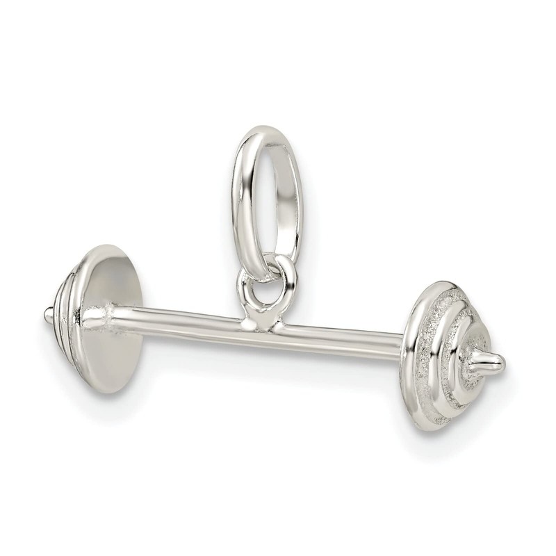 Sterling Silver Barbell Charm Pendant Weightlifting