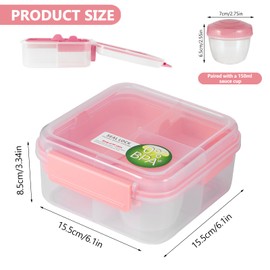 ZONJIE Bento Box, 1250ML Lunchbox Salad Lunch Container to Go with Compartment Tray,Bento Lunch Box Salad Bowl with Dressing Container,Meal Prep to Go Containers for Food Fruit Snack Sandwich