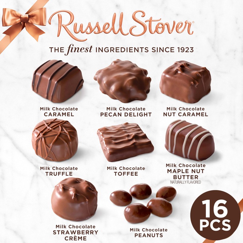RUSSELL STOVER Christmas Milk Chocolate Candy Assortment Gift Box, 9.4