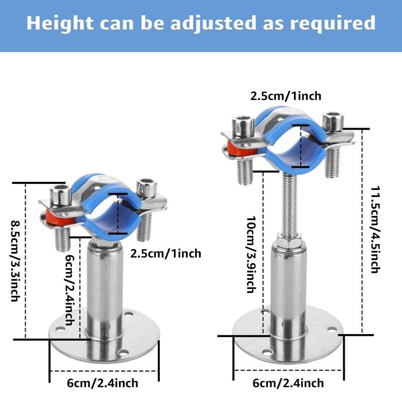 CertBuy 6 Pcs Stainless Steel Wall Mount Ceiling Mount Adjustable