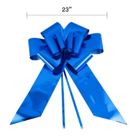 WRAPAHOLIC 23" Big Car Bow Pull Bow - Glossy Blue Design - Perfect for Car Decorative, Birthday, Holiday, Christmas