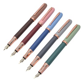 Juego de 5 plumas estilográficas, diseño clásico con convertidor, puntas medianas (0.50 mm)                                                           