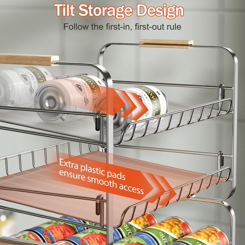 MAXIFFE 2-Tier Can Organizer for Pantry, 16.9"W × 11.5"D ×