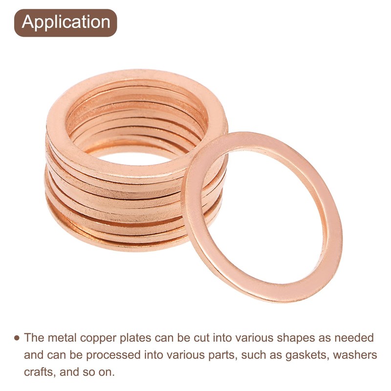 uxcell Pure Copper Sheet, 4pcs 5/8" x 0.12" 9 Gauge