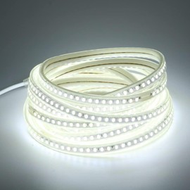 pcningled AC 110 Volt LED Light Strip Flexible Cuttable 6.56 ft Outdoor LED Lights Waterproof IP67 SMD 5730 120LEDs/m 6000K Cold White Rope Lights for Bedroom Wall Kitchen Cabinets Home Decor