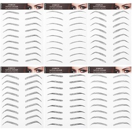 Blulu 6 Sheets 4d Hair-like Waterproof Eyebrow Tattoos Stickers Transfers Temporary Brow Tattoo Peel off Grooming Shaping Sticker in Arch Style, 66 Pairs Black(Elegant Styles)