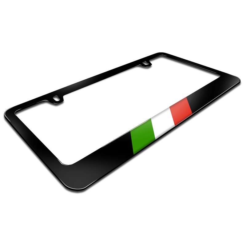 iPick Image Italy Flag in Sports Stripe Black Metal License