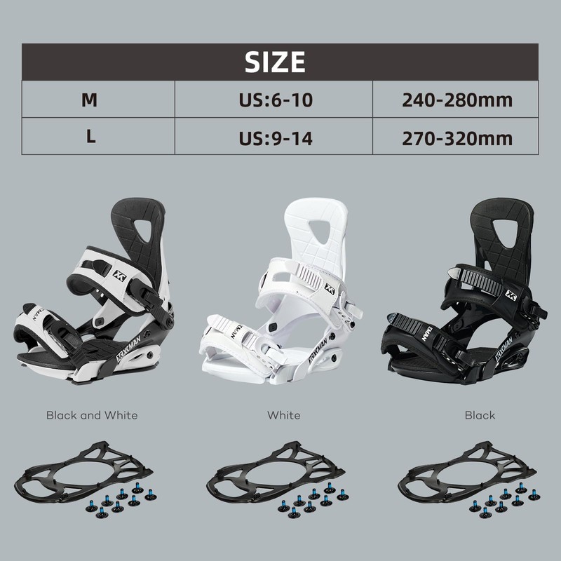 XCMAN Outdoors All-Mountain Snowboard Binding | Boot Size 9-12 (Black