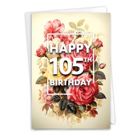 NobleWorks 105th Birthday Milestone Greeting Card with 5 x 7 Inch Envelope (1 Card) Flowers For Milestones - 105 C10577MBG