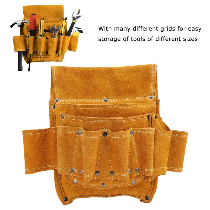 Tool Waist Bag Multifunctional Yellow Cowhide Electrician Hardware Tool Storage