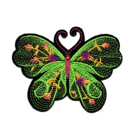green Butterfly Embroidered Patch Sew Iron On Colorful 2919