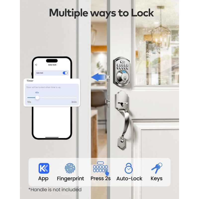 TEEHO WiFi Smart Lock TE012W, Fingerprint Door Lock with Built-in
