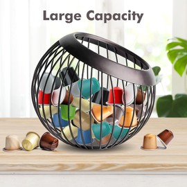 Visceralyx Coffee Pod Holder, Large Capacity Kup Holders and Espresso Coffee Pod Organizer for Counter, Coffee Pod Storage Basket-Black