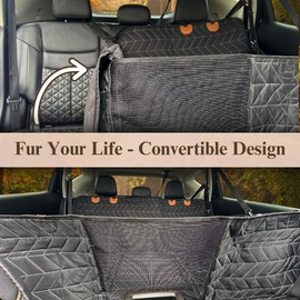 Boops & Floofs Convertible Back Seat Extender for Dogs, Half Seat Extender, Non-Slip Waterproof Hard Bottomed Hammock, Allows Passengers (PAT Pending 63/550,158)