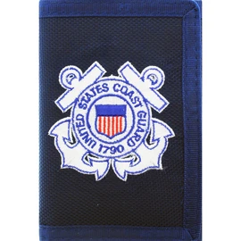 Eagle Emblem US Coast Guard Wallet Military Collectibles, Nylon, 5 inches x 3 1/2 inches, Black. Design: For Women or Men!