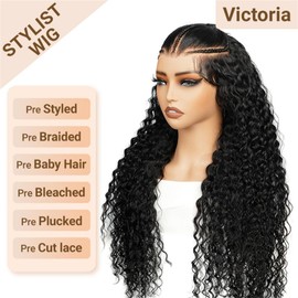 Wiggins 250 Density Water Wave Lace Front Wigs Human Hair Glueless Wigs Human Hair Pre Plucked Pre Cut Water Wave 13x4 Lace Front Wig Human Hair Braided Wigs 18 Inch
