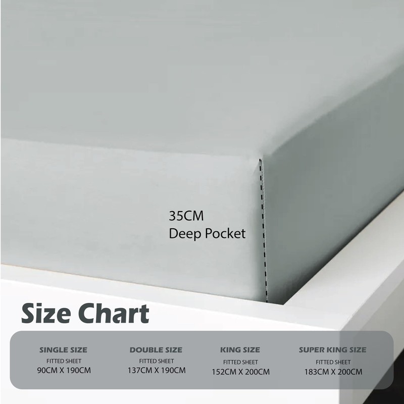 Ev Dekor Double Fitted Sheet Grey | Silver - Deep