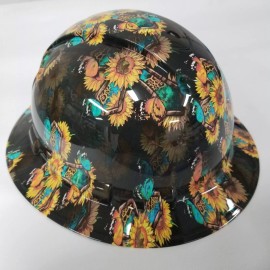 Pyramex NEW FULL BRIM Hard Hat custom hydro dipped SUNFLOWER CROSS WITH BUTTERFLIES NEW