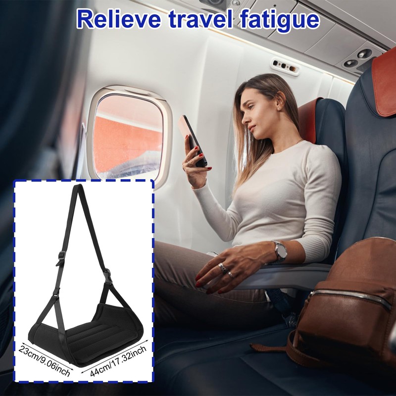 UKQRRTC Airplane Foot Hammock, Portable Airplane Footrest with Adjustable Strap,