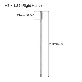 sourcing map Metric Thread Tap M8 x 1.25 H2 200mm Extra Long Straight Flute Screw Thread Milling Machine Taps Threading Tapping Repair Tool
