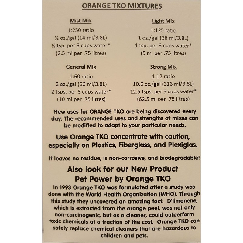 Organic Orange TKO Pet Power Concentrated Multi-Purpose Citrus Cleaner, Deodorizer,