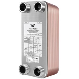 Brazed Plate Heat Exchanger Stainless Steel SS316L 3"x8" 26 Plates 3/4" MPT 210,000 BTU/hr Hydronic Heating