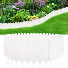 10.6" H White Garden Edging Borders, 10Pcs Plastic Garden Landscape Edging, 7.2Ft Interlocking Decorative Garden Fences Edging, Lawn Edge Flower Bed Border for DIY Patio Walkways Yard