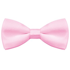 Bskifnn Kids Bow Tie Classic Solid Color Satin Bow Tie Adjustable Neck Bowtie for Kids Wedding Party (Pink)