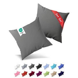 Pack of 2 Jersey Cushion Covers With Zip, Made of 100% Cotton, Cushion Cover Set in Many Sizes and Colours Oeko Tex, 40 x 80 cm