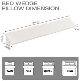 King Size Bed Wedge Pillow Gap Filler/Headboard, Long Triangle Edge Corner Pillows for Bed Gap Filler King Couch Dorm Apartment Home Essentials 10x6x76in, Dense Foam, Pockets, Prevents Things Drops