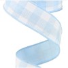 Plaid Check Wired Edge Ribbon - 10 Yards (Pale Blue,
