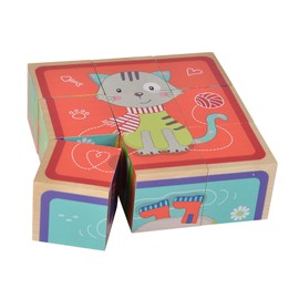 Eichhorn - Bilderwürfel Friends aus 9 Bausteinen mit 6 Tiermotiven, 9-teilig, 12x12 cm, 100% FSC Zertifiziertes Birkenholz, ab 3 Jahren