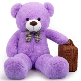 Sausudols Giant Teddy Bear 47 Inches Stuffed Animal Plush Bear for Girls Boys Cuddly Teddy Bear Gift for Valentine's Day Christmas Day Birthday Purple