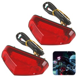 teasteam Motorrad-Rücklicht, 2 Stück, Mini-Rücklicht, Bremslicht, 12 V, 3000 lm, Bremslicht, Universal, kompatibel mit Dirt Bike/Cafe Racer/Scrambler/ATV/Quad/Street Bike/Scooter, Zusatzleuchten (rot)