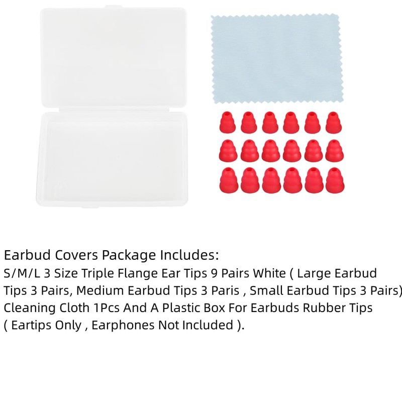 SNHTLS 9 Pairs Triple Flange Earbud Tips Earbud Tips Replacement