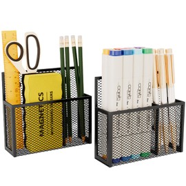 UVGVA Magnetic Pencil Holder 2 Pack Markers Dry Erase Holder for Whiteboard Locker Organizer for Fridge, Home, School and Office