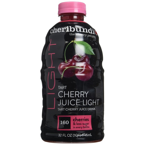 Cheribundi LIGHT Tart Cherry Juice - Reduced Calorie Tart Cherry Juice - Pro Athlete Workout Recovery - Fight Inflammation and Support Muscle Recovery - Post Workout Recovery Drinks for Runners, Cyclists and Athletes - 32 oz, Single