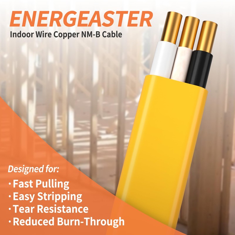 Energeaster Solid Indoor 12/2 W/G NMB Cable 50ft Coil，Electrical Wire