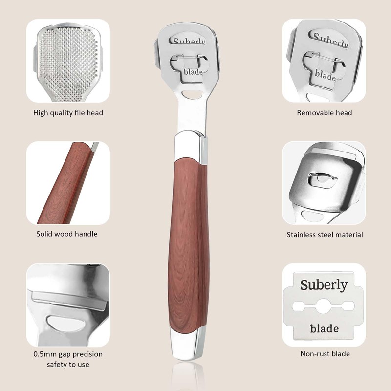 Stainless Steel Callus Slicer Foot Including 10 Replacement Blades -