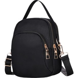 Plus Nao Plus Nao Women's Shoulder Bag, Pochette, Plain, Earpiece Hole, Cross-body, Nylon, Waterproof, Cute, Black