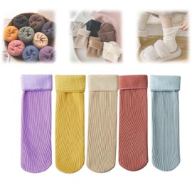 DAIWN Women's Fleececozy - Ultra-Soft Velvet Slim Thermal Socks, 5 Pair - C, One Size, Alpha, Regular, Regular