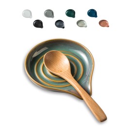 Spoon Rest for Kitchen Counter,5" Spoon Holder for Kitchen Counter Stove Top Ceramic Spatula Holder for Ladle, Spatula, Spoons or Tongs, Christmas Decor, Unique Green