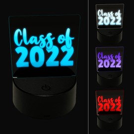 Sniggle Sloth Class of 2022 Graduation 3D Illusion LED Night Light Sign Nightstand Desk Lamp