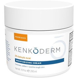 Kenkoderm Psoriasis Cream - Natural Moisturizing Face & Body Lotion with 2 Percent Salicylic Acid - Renewing Topical Formula for Dry & Sensitive Skin, Fragrance & Color Free, 10 oz., 1 Jar