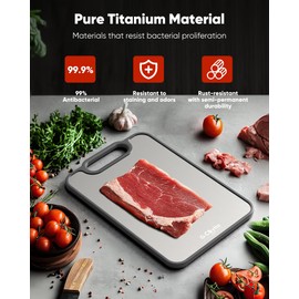 G.C&yite Pure Titanium Cutting Boards for kitchen, 2-Sided Titanium and Wheat Straw PP, Chopping board for Meat and Vegetable, Dishwasher Safe Easy to Clean, Non Toxic 16”×11”