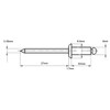 4mm x 30mm Blind Pop Rivet Dome Head Aluminium/Steel Shaft