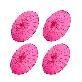 THY COLLECTIBLES Set of 4 Kid's Size 22" Japanese Chinese Umbrella Parasol for Wedding Parties, Photography, Costumes, Cosplay, Decoration and Other Events (Hot Pink)