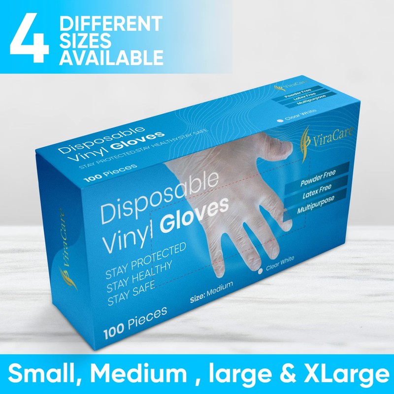 100 x Disposable Gloves | Vinyl Gloves Disposable | Latex