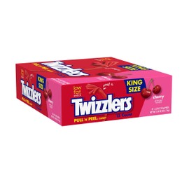 TWIZZLERS PULL 'N' PEEL Cherry Flavored Chewy Candy, Low Fat, 4.2 oz King Size Bag